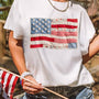 White USA Flag Tee w/flag image faux embroidery
