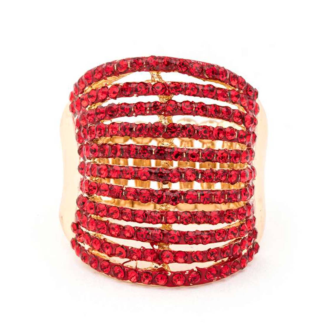 Layered Crystals Stretch Ring: Silver/AB