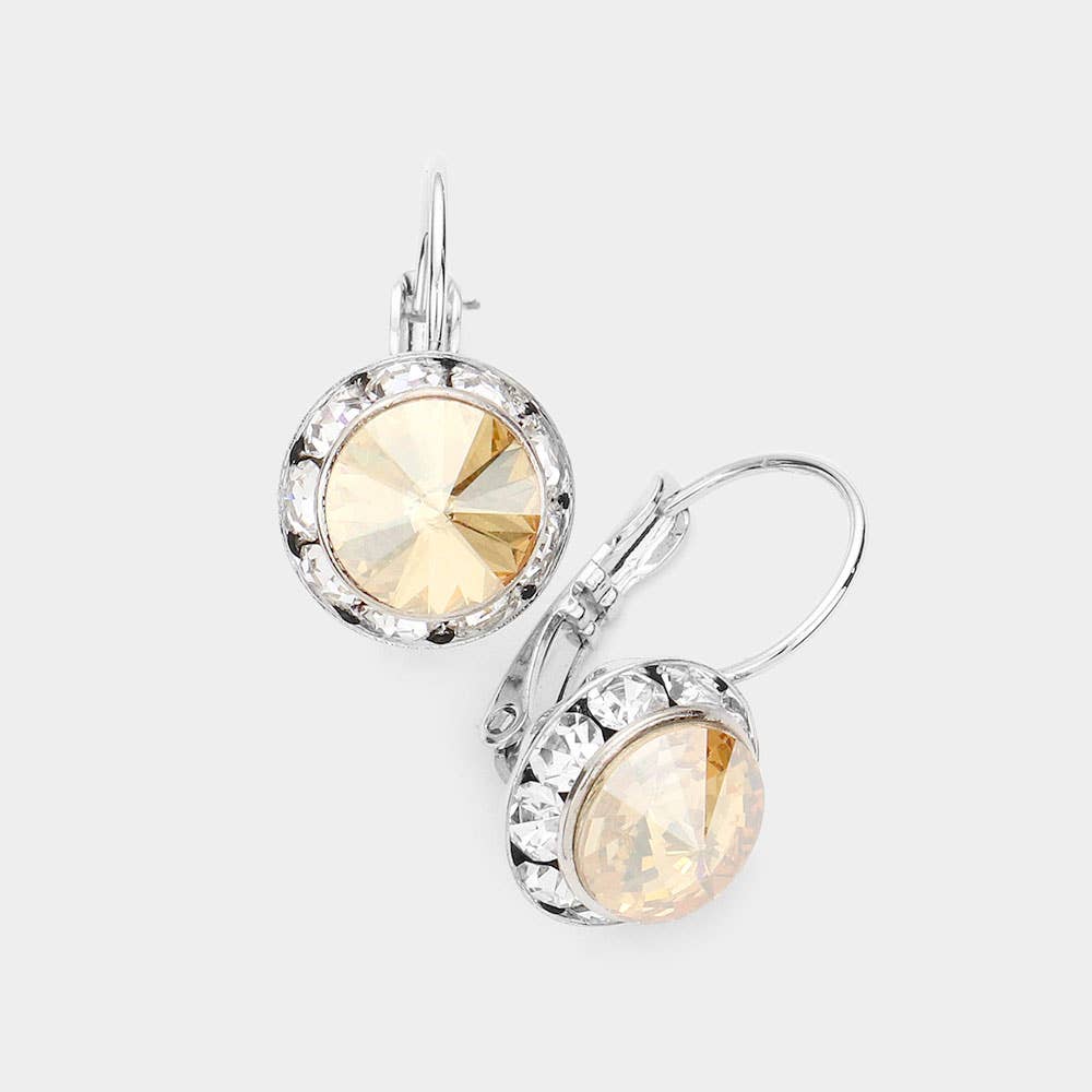 Rivoli Cut Genuine Crystal Lever Back Earrings: AB