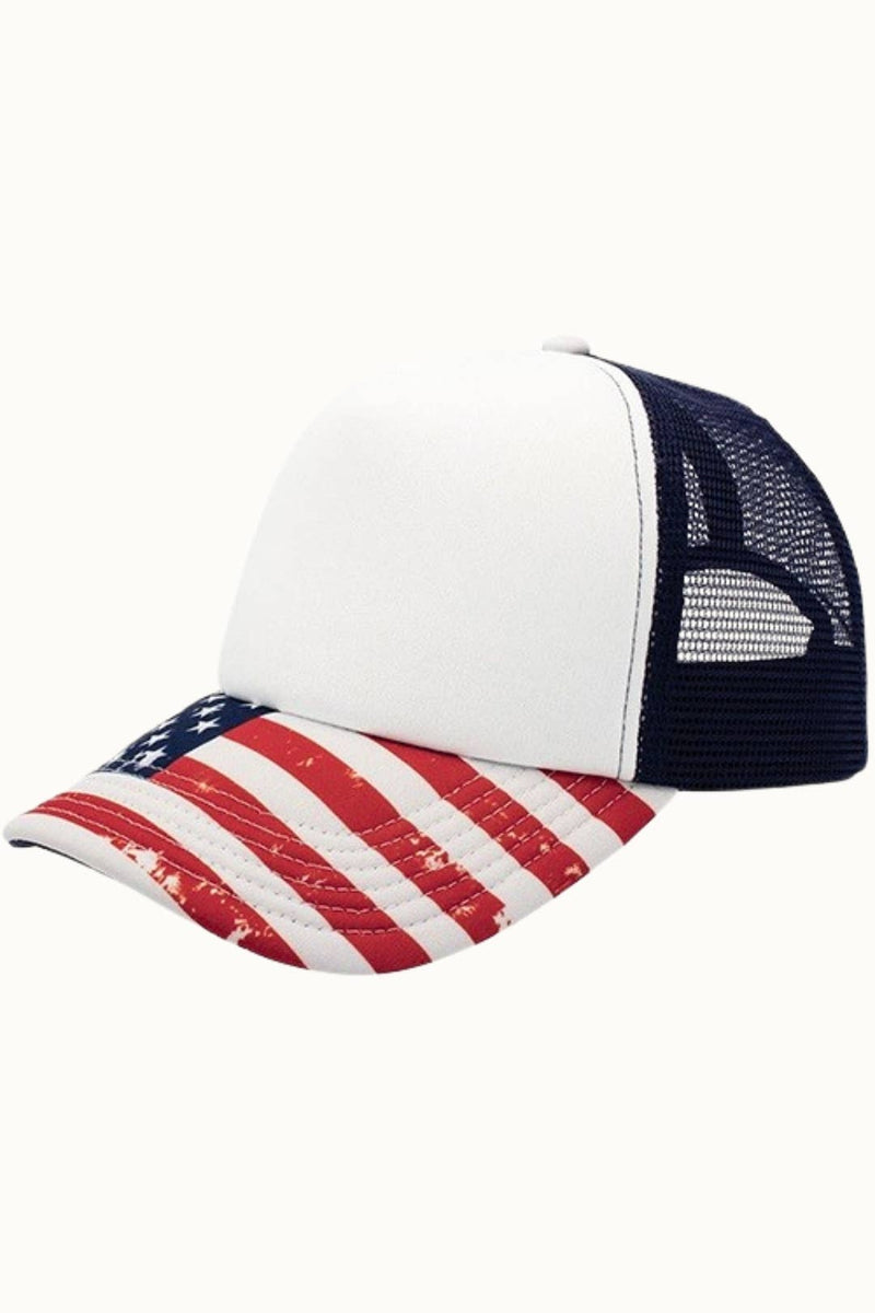 USA Patriotic Sublimation Foam Trucker Mesh Cap, Adjustable