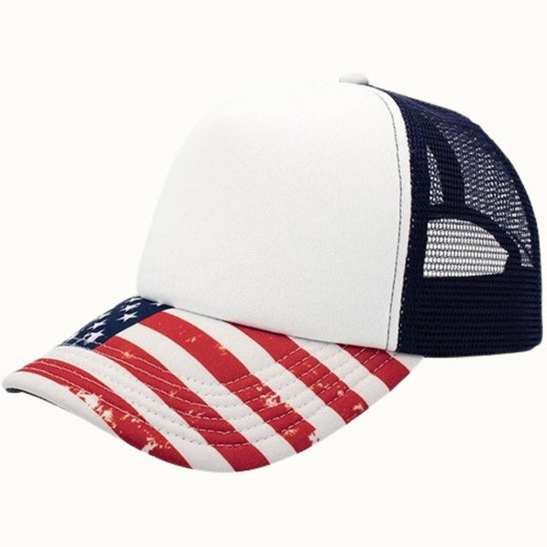 USA Patriotic Sublimation Foam Trucker Mesh Cap, Adjustable