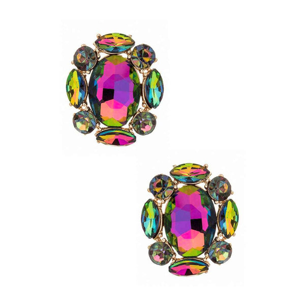 Crystal Iconic Earrings: Gold/Iridescent