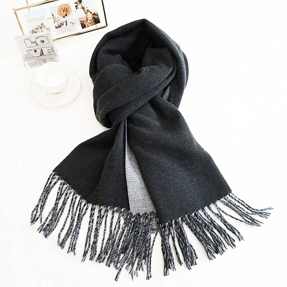 Soft Two Tone Classic Fringe Shawl Wrap Scarf: Beige,Dust Pink