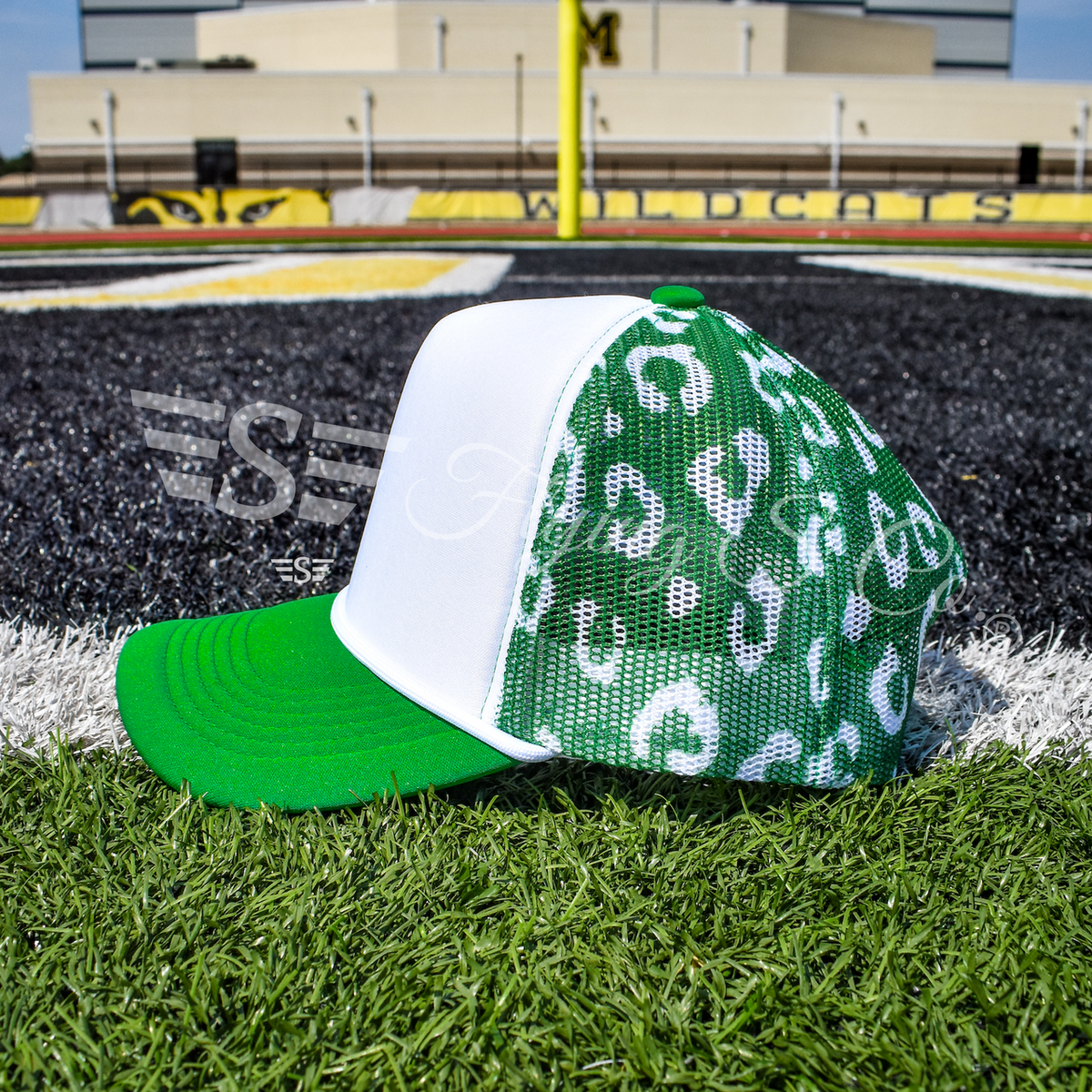 White Front Leopard Magna Pony™ Mesh Foam Trucker Hat: Purple
