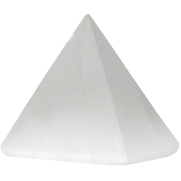 Gemstone Carving Pyramid White Selenite (Each) - Candle Queen Candles
