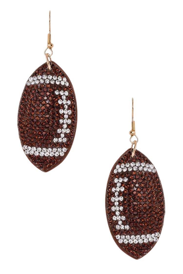 Rhinestone Football Pillow Earrings: Blue