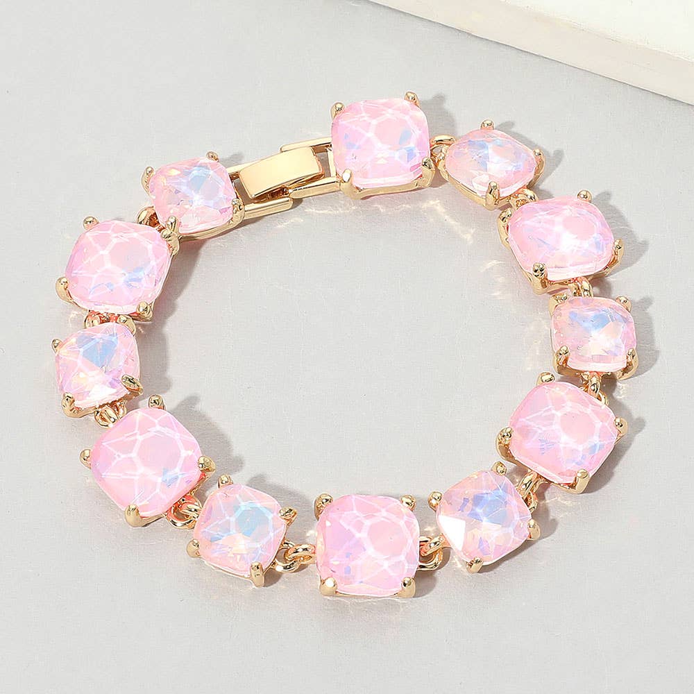 Cushion Square Stone Link Evening Bracelet: Vitrail Medium