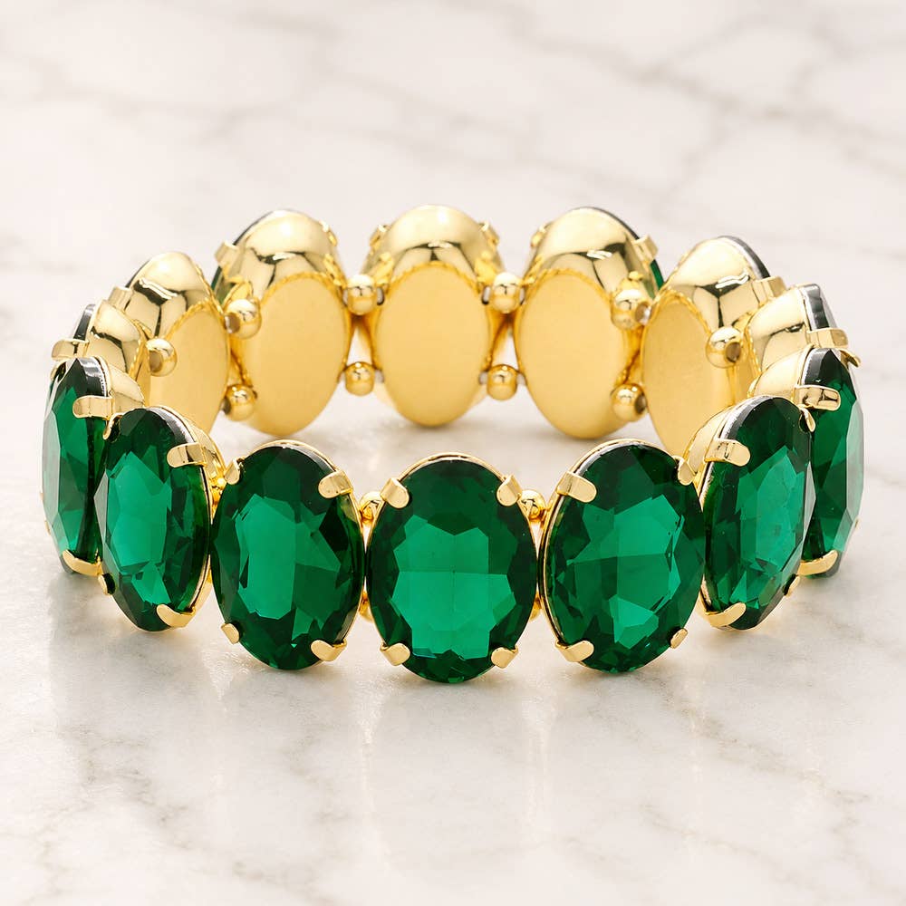 Oval Stone Stretch Evening Bracelet: Multi
