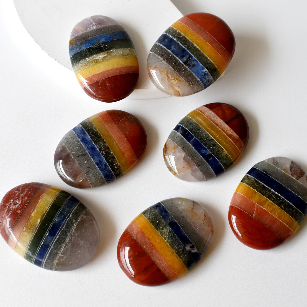 Bonded Chakra Worry Stones, Pocket Crystal, Thumb Stones