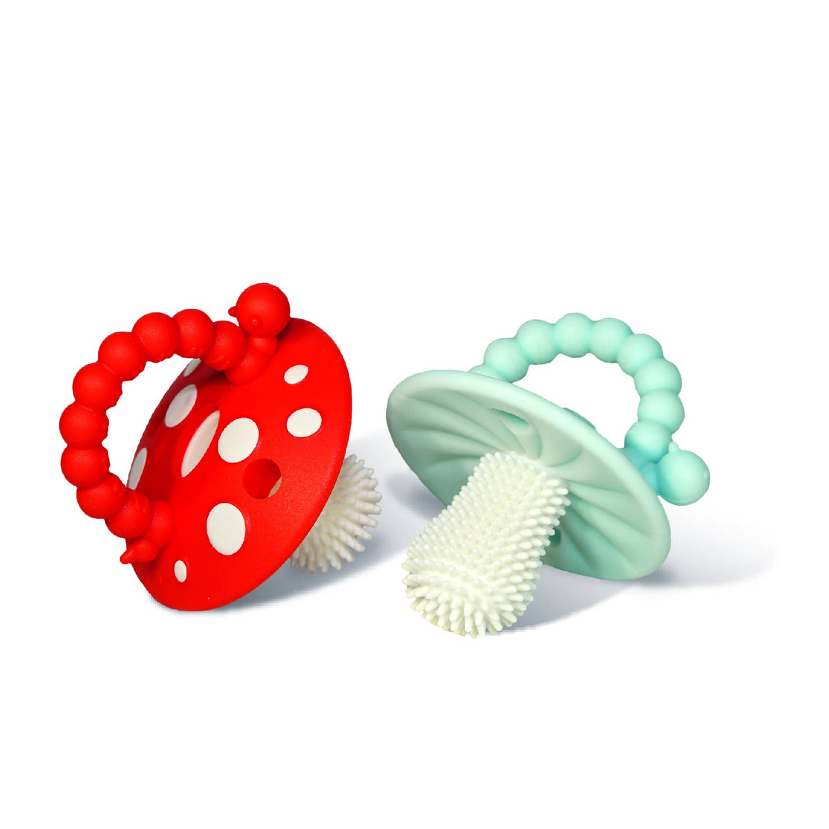 Chompy Mushroom Silicone Teether - 2PK: Red/Green