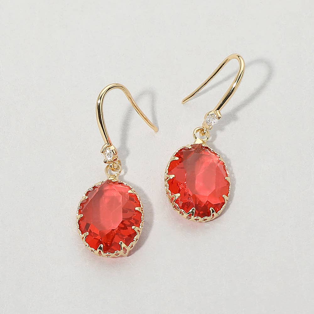 Oval Stone Drop Earrings: Light,Multi