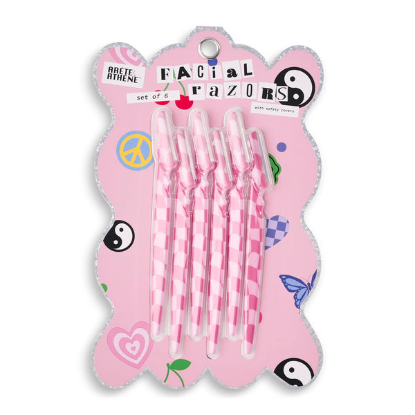 6pk Printed Facial Razors - Pink