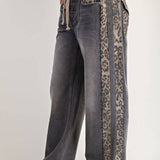 MINERAL WASHED LEOPARD PANEL DRAWSTRING PANTS: DUSTY LEOPARD - Candle Queen Candles