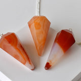 Dowsing Pendulum | Carnelian | Faceted Crystal Pendulum - Candle Queen Candles