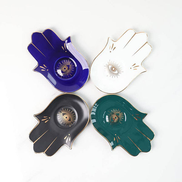 Evil Eye Hamsa Dish - Green