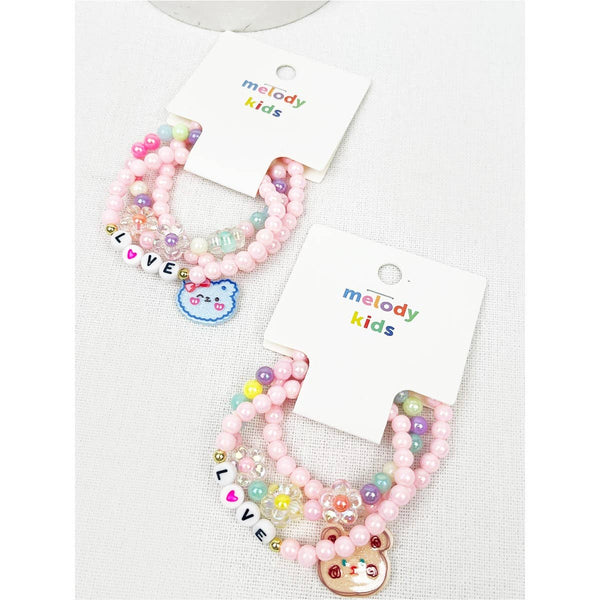 Kids pink Layering Bracelet Set of 3