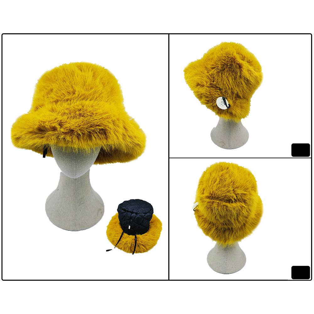 Fuzzy pink Faux Fur Bucket Hat