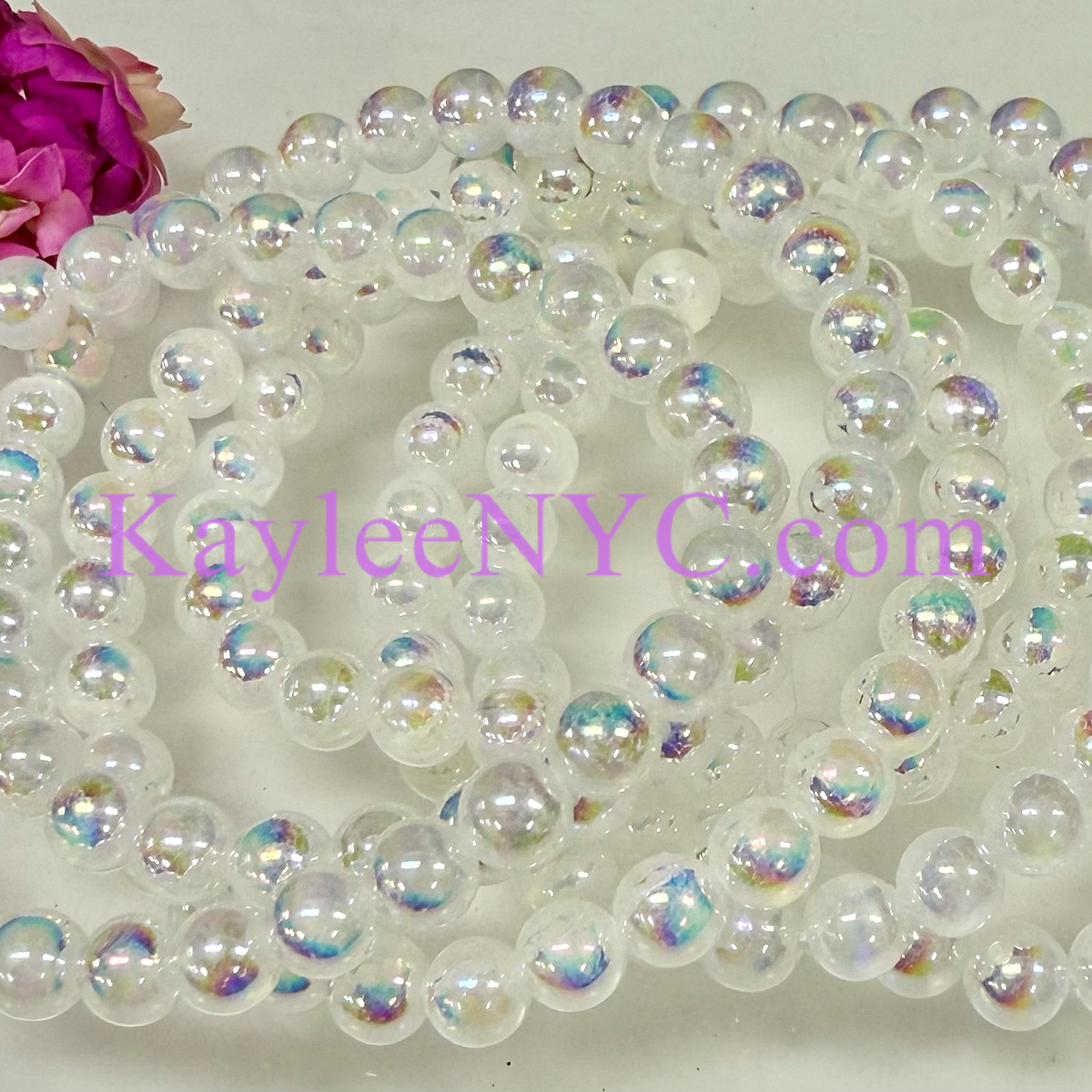 Angel Aura Selenite 6mm 7.5” Stretch Bracelet