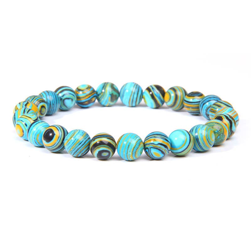 Blue Peacock Malachite Bracelet- 6 Pcs