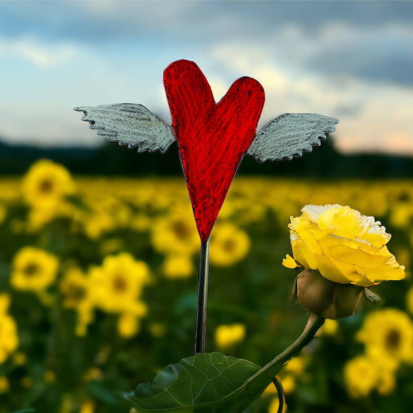 Heart Plant Stake whimsical garden hippie gypsy teen peace