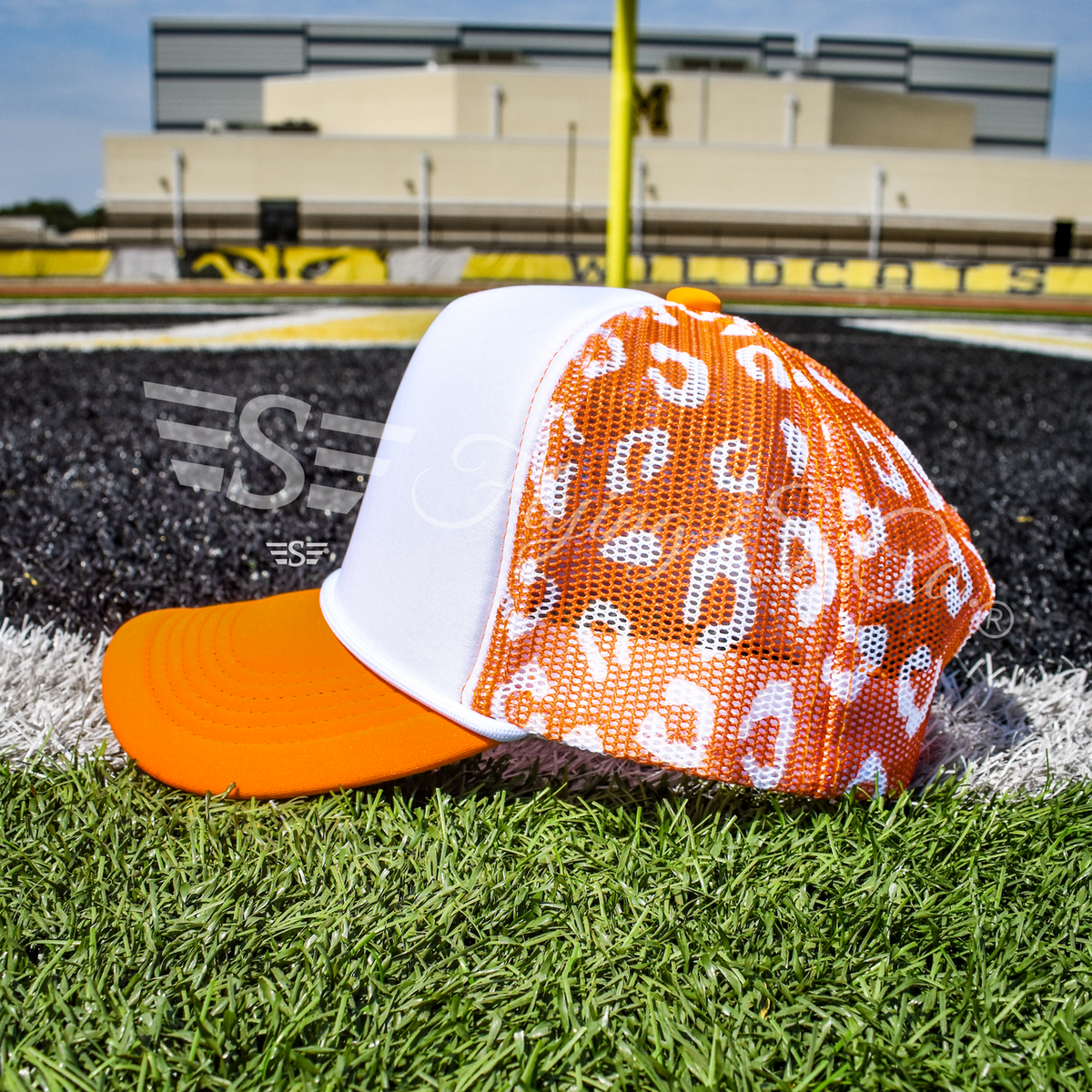 White Front Leopard Magna Pony™ Mesh Foam Trucker Hat: Red