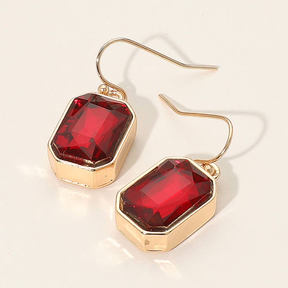 Iridescent Faceted Drop Dangle Earrings: Black Diamond,Gold