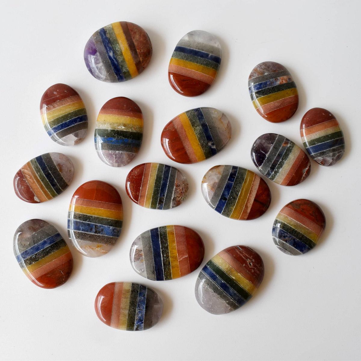 Bonded Chakra Worry Stones, Pocket Crystal, Thumb Stones