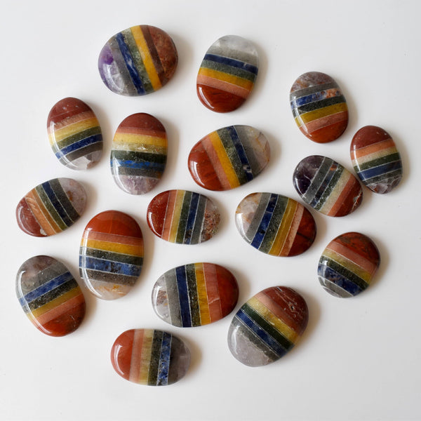 Bonded Chakra Worry Stones, Pocket Crystal, Thumb Stones