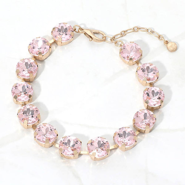 Round Stone Cluster Link Bracelet: Pink