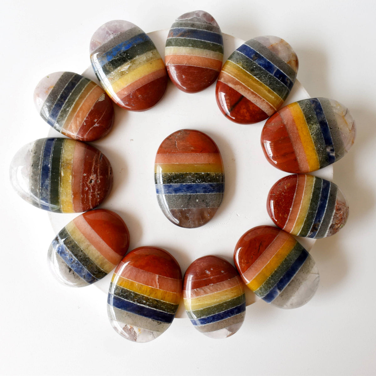 Bonded Chakra Worry Stones, Pocket Crystal, Thumb Stones