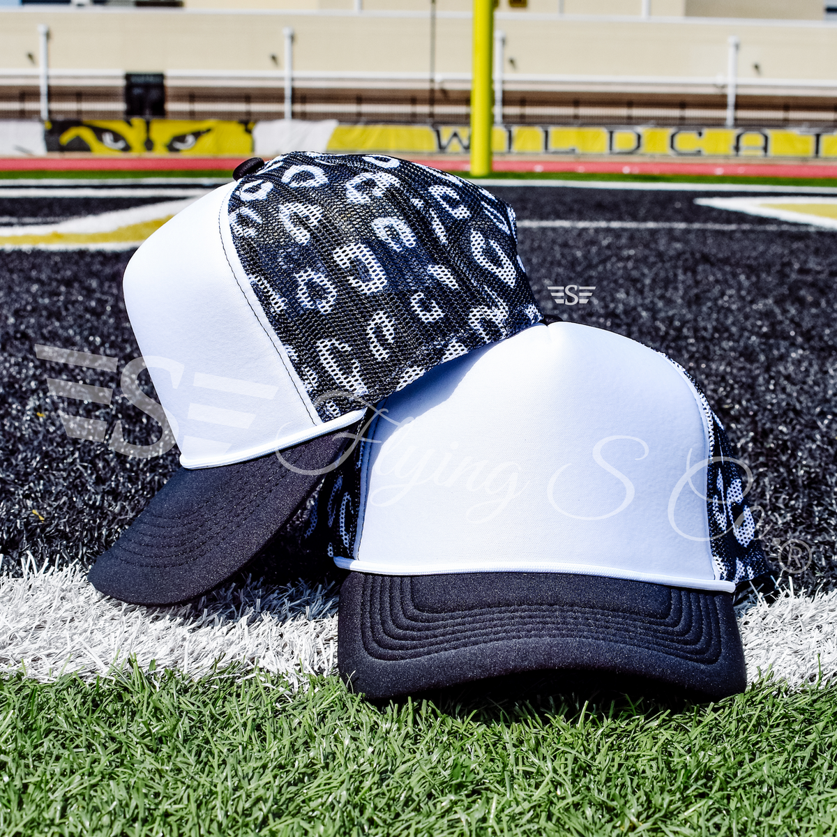 White Front Leopard Magna Pony™ Mesh Foam Trucker Hat: Purple