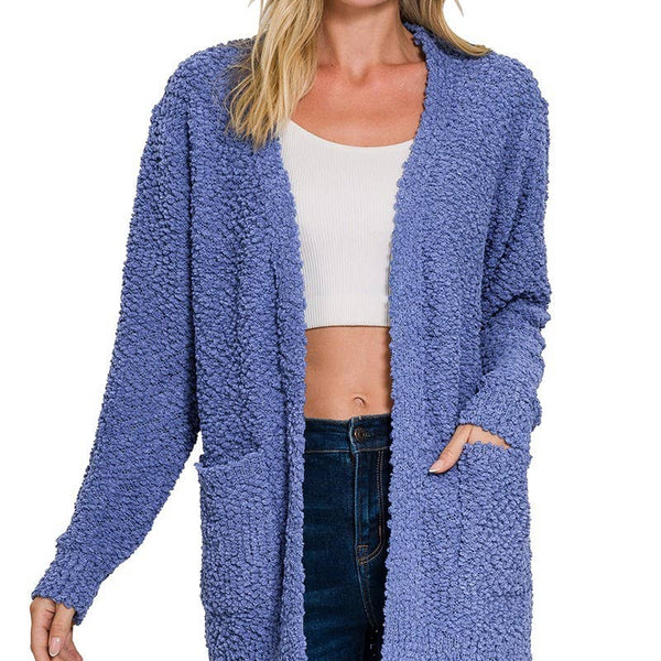 Marlin Blue Popcorn Cardigan