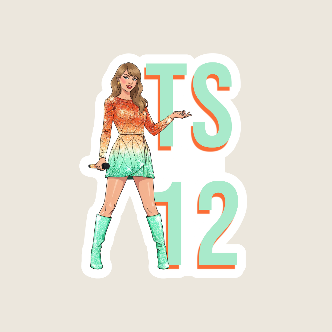 TS12 Orange and Mint Green Sticker