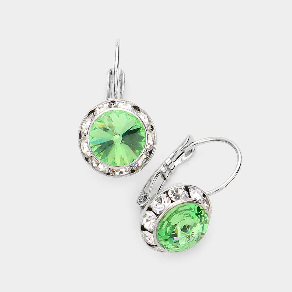Rivoli Cut Genuine Crystal Lever Back Earrings: AB