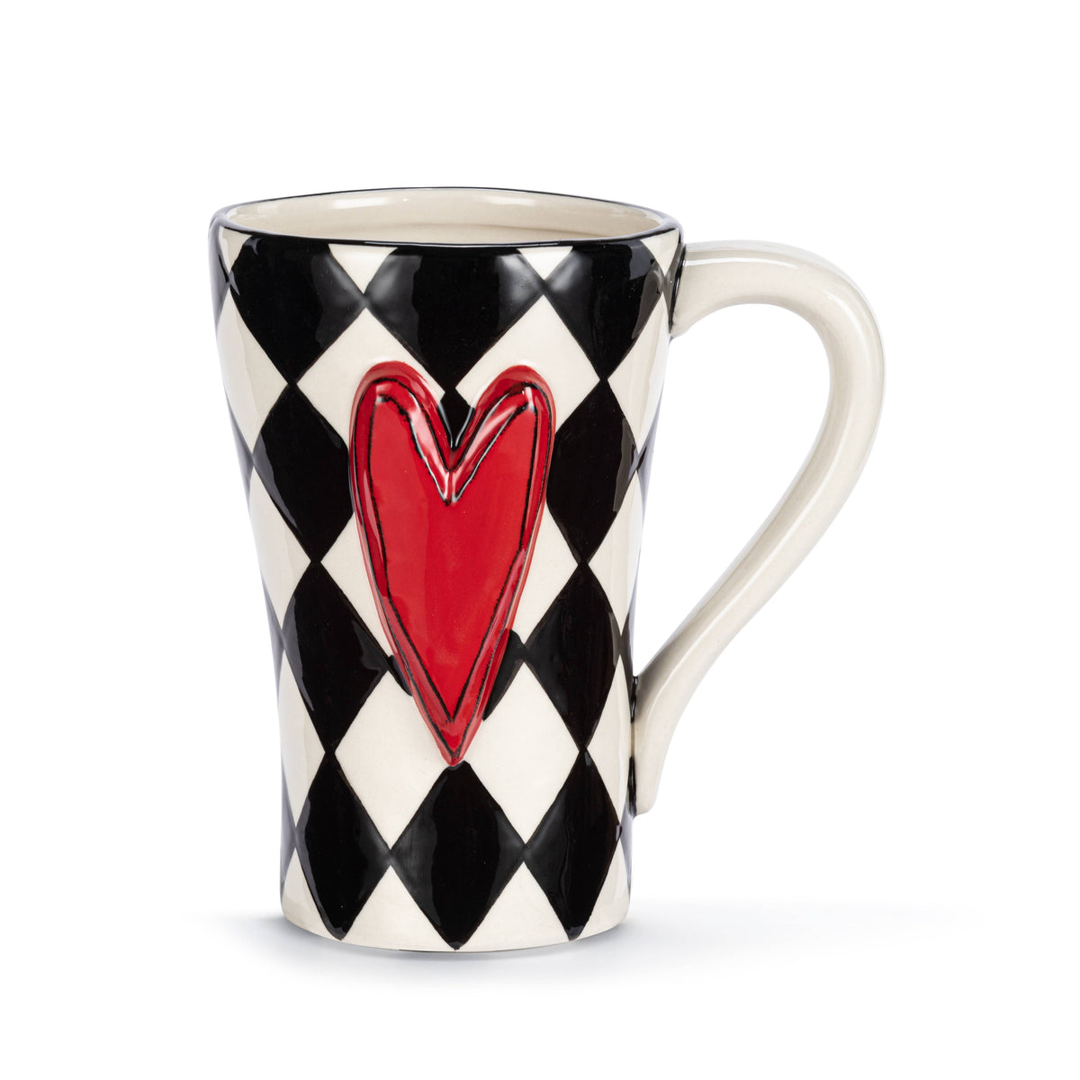 Diamond Checker Red Heart Mug - 15oz