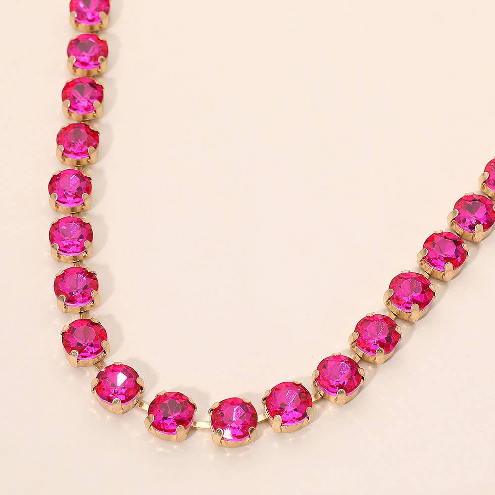 Round Stone Cluster Link Tennis Chain Necklace: Mint