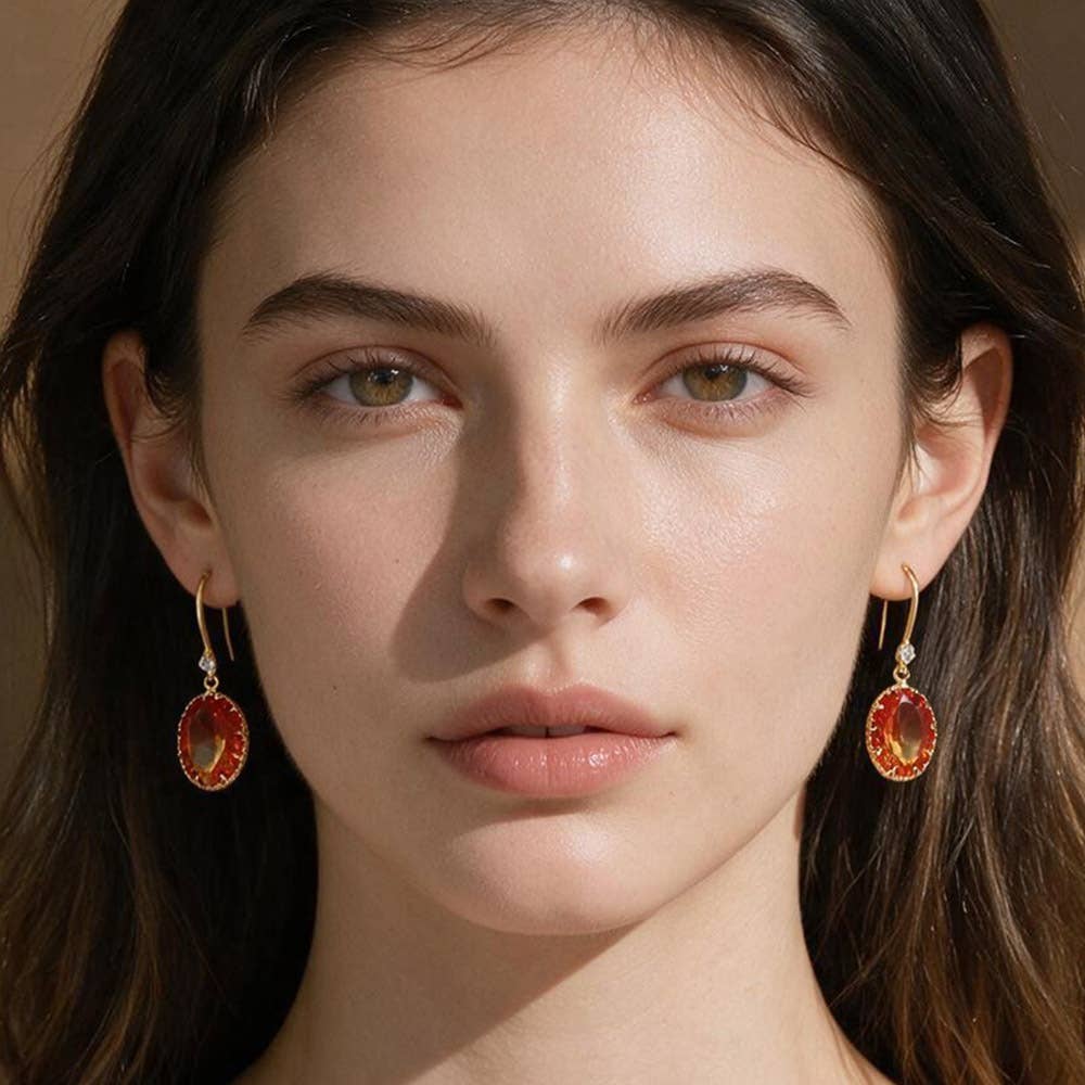 Oval Stone Drop Earrings: Light,Multi