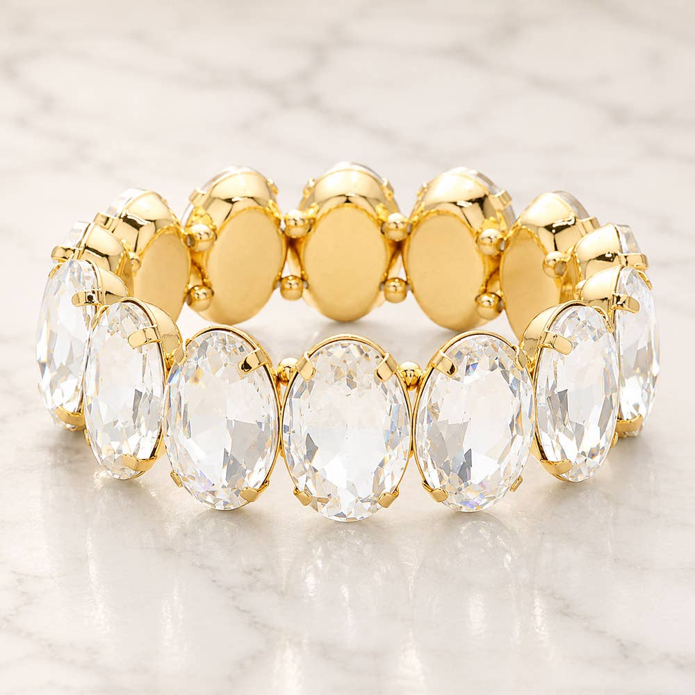 Oval Stone Stretch Evening Bracelet: Multi