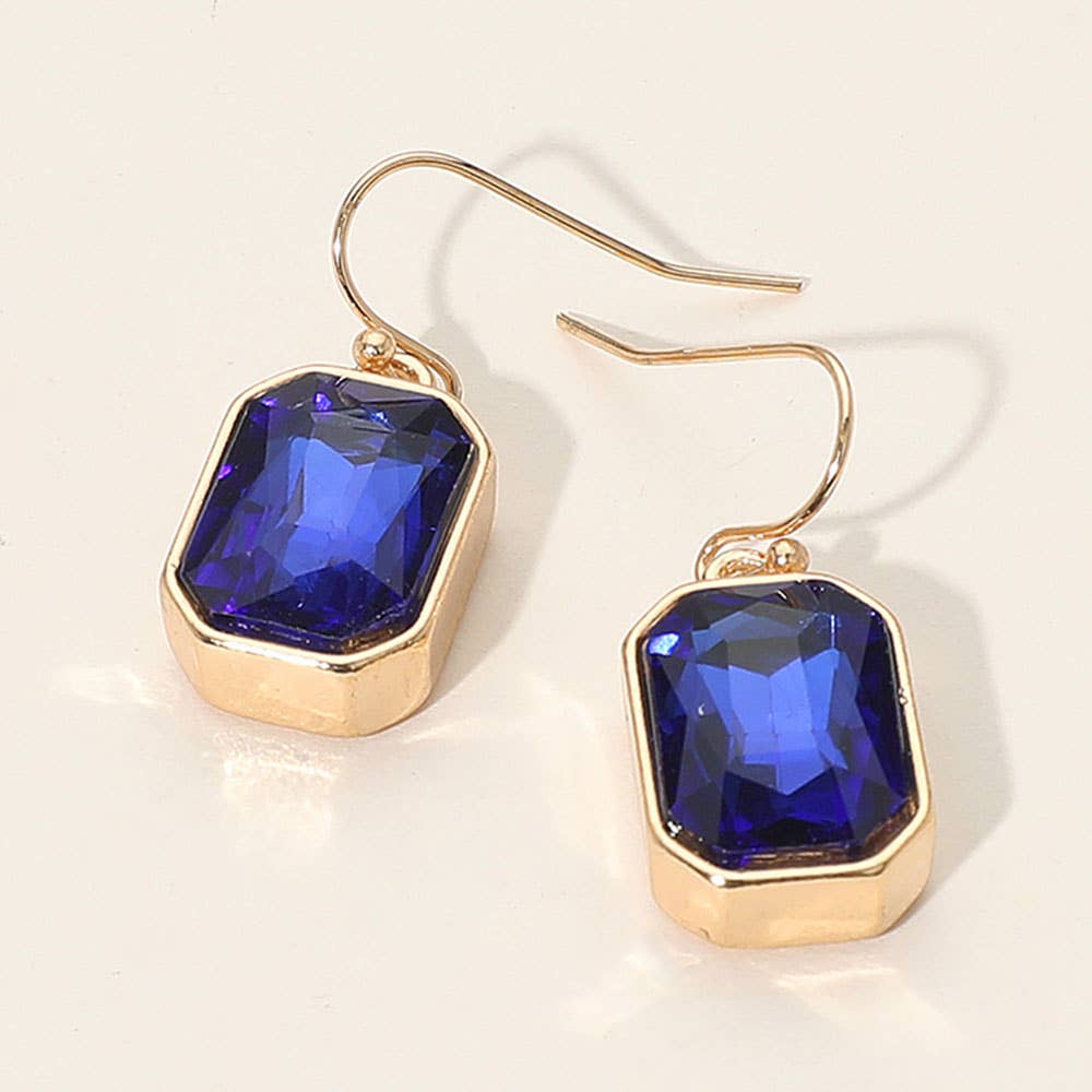 Iridescent Faceted Drop Dangle Earrings: Clear,Gold