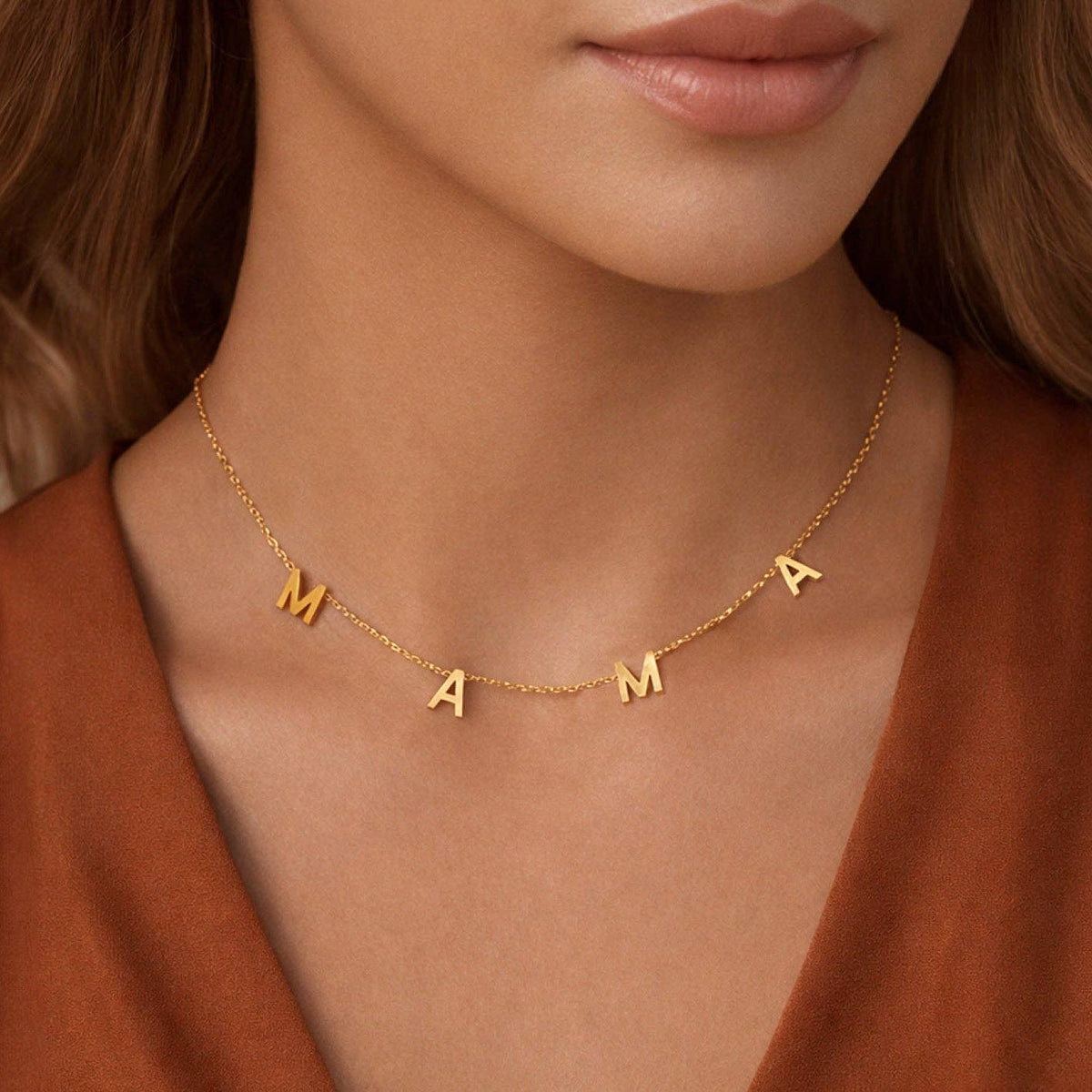 18K Gold Plated Stainless Steel Mama Necklace