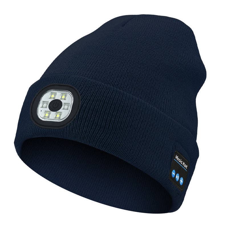 Wireless Bluetooth Beanie with LED Light Outdoor Warm Knit Hat: M1-BL10 Pink