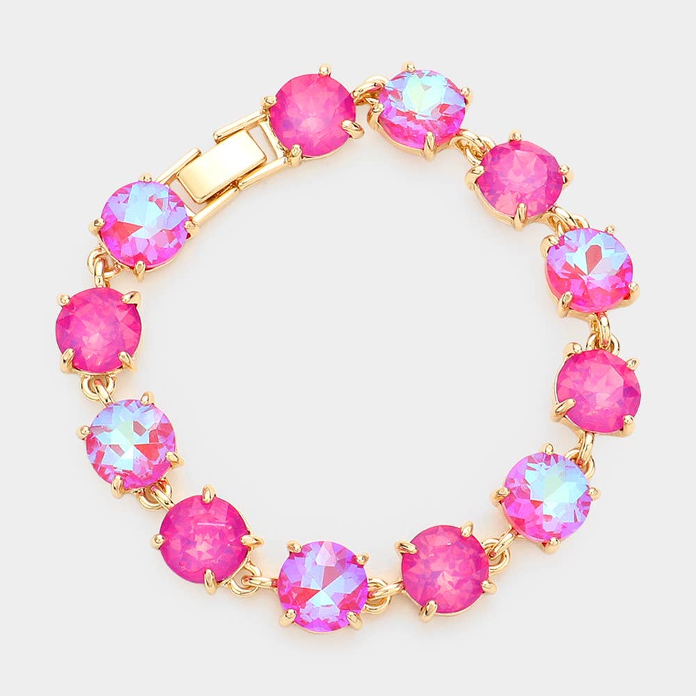 Round Stone Link Evening Bracelet: Gold