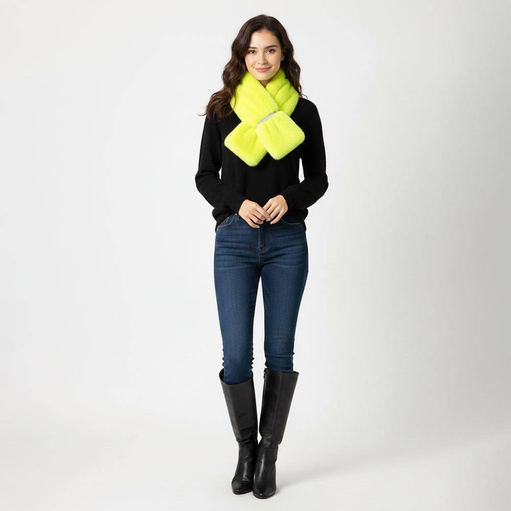 Faux Fur Bling Pull Through Scarf: Fu