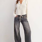 MINERAL WASHED LEOPARD PANEL DRAWSTRING PANTS: DUSTY LEOPARD - Candle Queen Candles