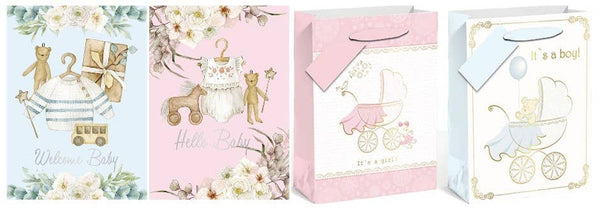 Baby Shower Gift Bag Baby Clothes & Stroller, assort 4styles: Large