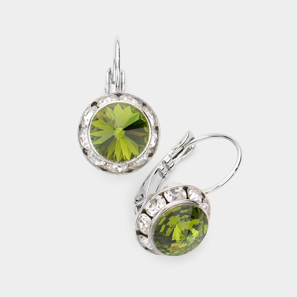Rivoli Cut Genuine Crystal Lever Back Earrings: AB