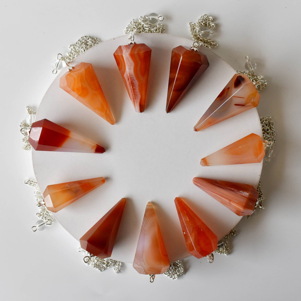 Dowsing Pendulum | Carnelian | Faceted Crystal Pendulum - Candle Queen Candles