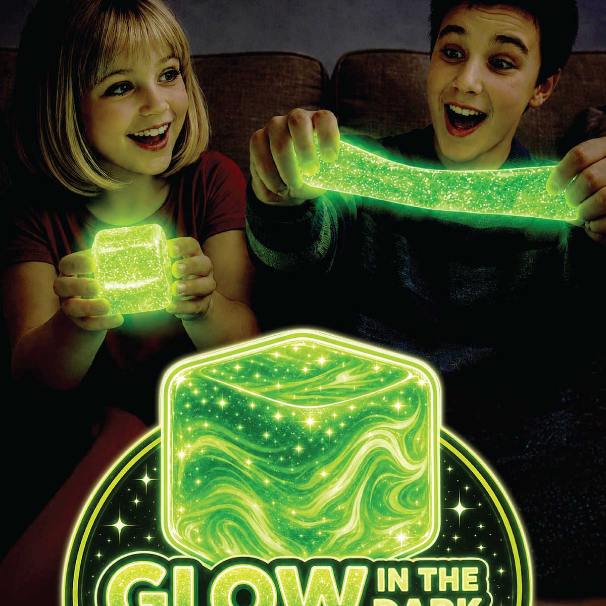 Glow in the Dark Squishy Sparkle Cube