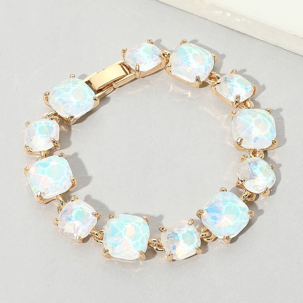 Cushion Square Stone Link Evening Bracelet: Vitrail Medium
