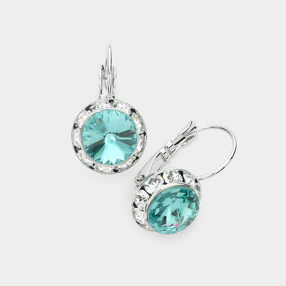 Rivoli Cut Genuine Crystal Lever Back Earrings: AB